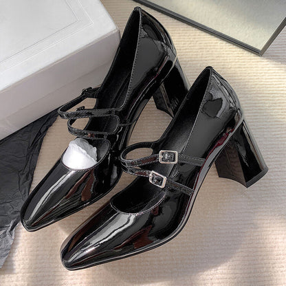 Escarpins noirs élégants en cuir véritable pour femme