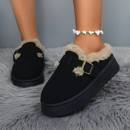 Sabots femme fourrés noirs tendance hiver – SecretBombe