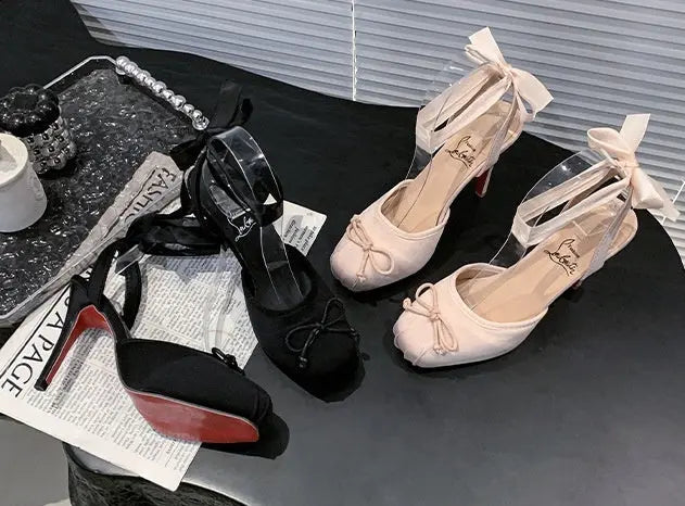 Chaussures femme élégantes avec ruban à nouer à la cheville SecretBombe.