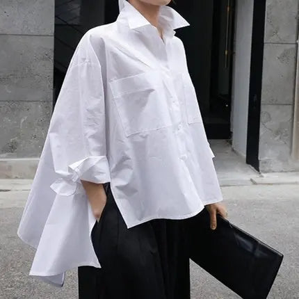 Chemise blanche oversize femme style urbain chic en coton SecretBombe