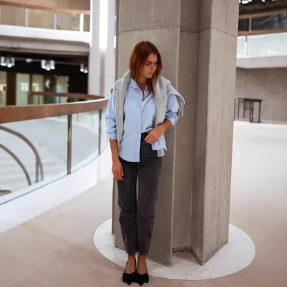 Haut femme bleu minimaliste style urbain élégant – SecretBombe