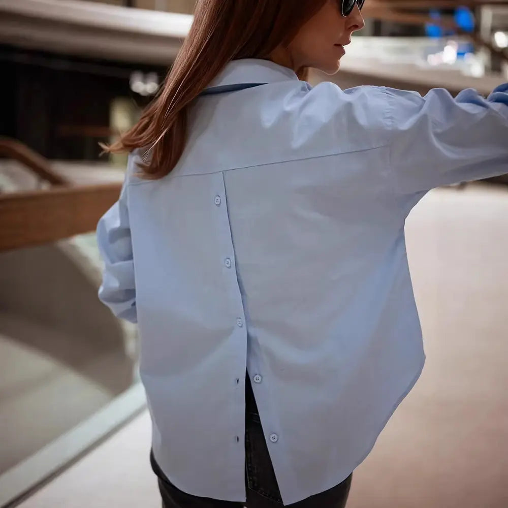 Chemise bleue femme coupe ample casual chic – SecretBombe