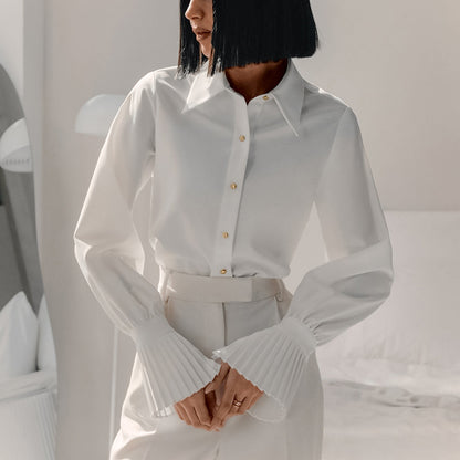 Chemise manches longues blanche, design moderne et raffiné
