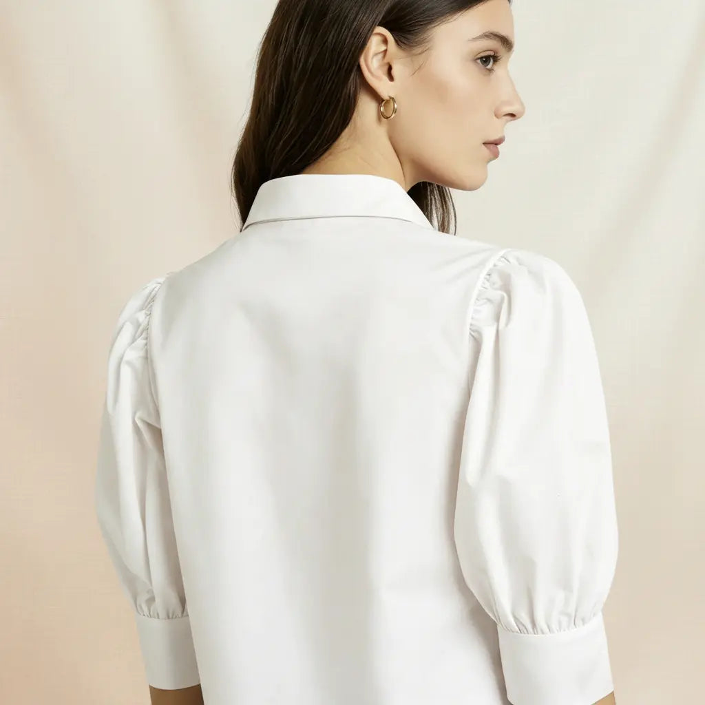 Chemise femme manches bouffantes coupe ample coloris Blanc - SecretBombe