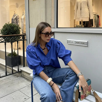 Chemise femme manches bouffantes casual chic week-end - SecretBombe
