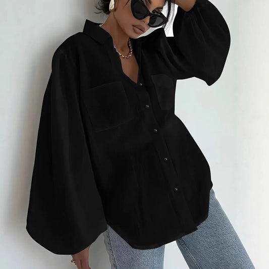 Chemise femme tendance avec manches volumineuses, idéale pour un look chic - SecretBombe.