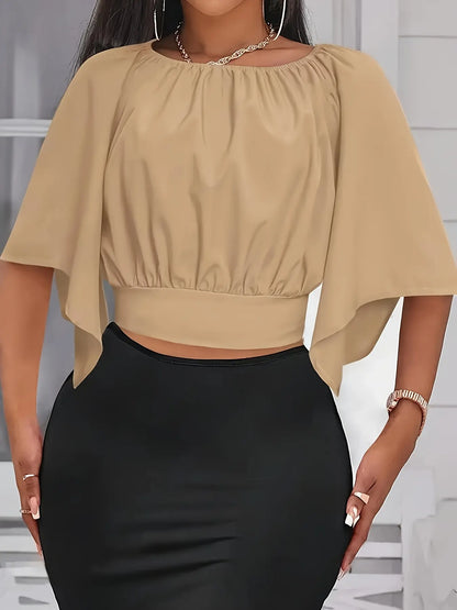Chemisier femme coupe ample coloris Style Beige  casual chic - SecretBombe