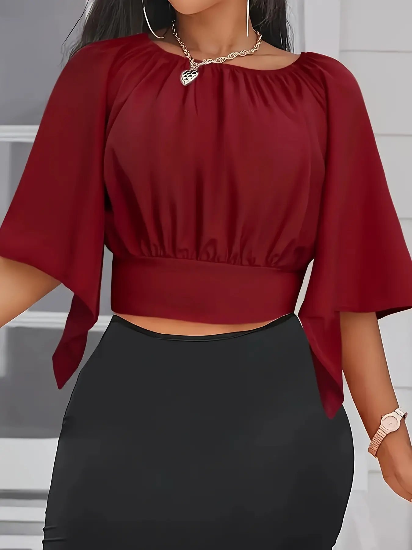 Chemisier femme coloris Bordeaux coupe ample style OL - SecretBombe
