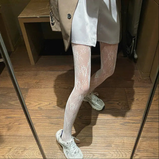Collant dentelle blanc femme SecretBombe élégant et tendance