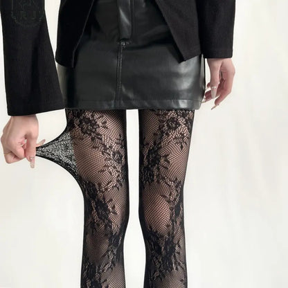 Collant résille floral noir SecretBombe look chic femme effet élégant et moderne