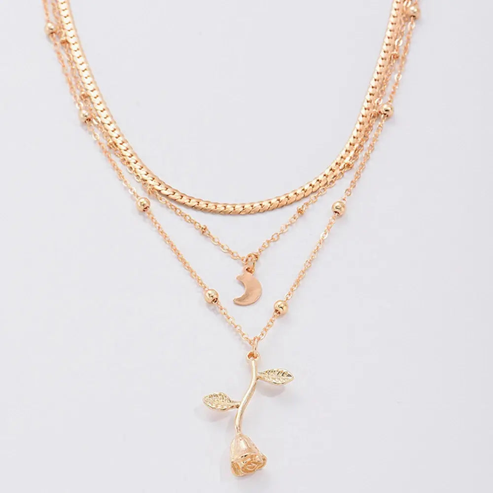 Collier bohème romantique avec pendentifs dorés, chaîne ajustable de 41 à 50 cm