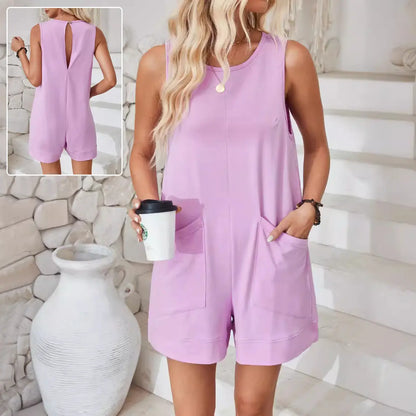 Combi-short femme short ample, dos fendu et tissu respirant