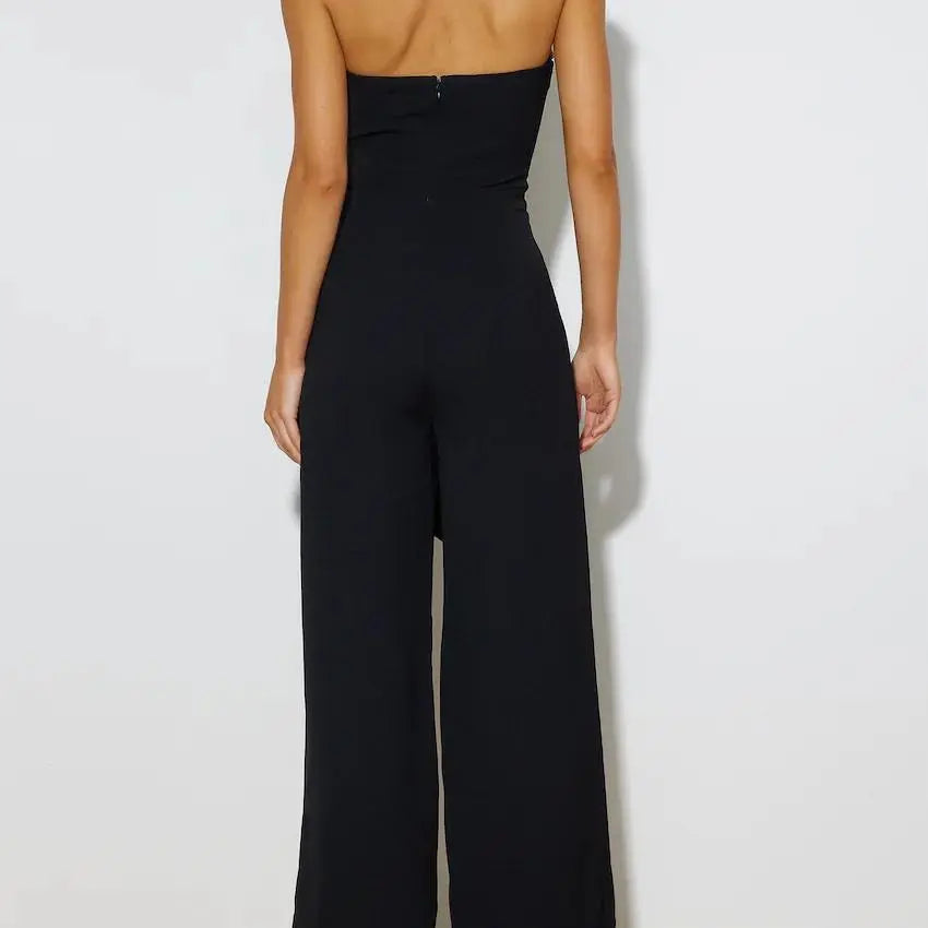 Combinaison wide leg noire silhouette élégante SecretBombe