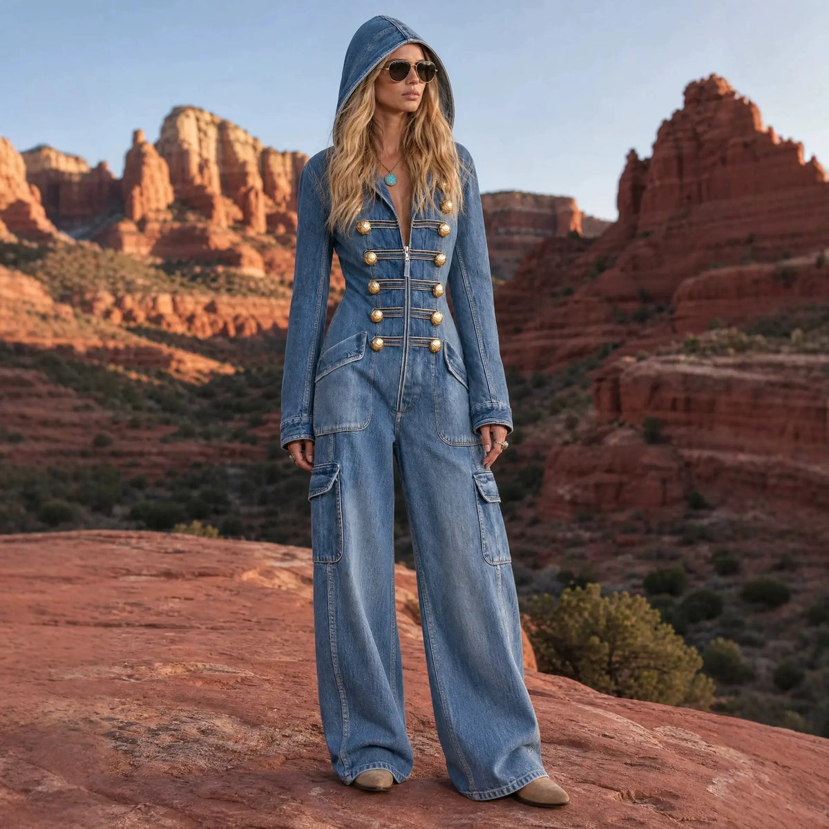 Combinaison denim femme à jambes larges pour un look urbain SecretBombe