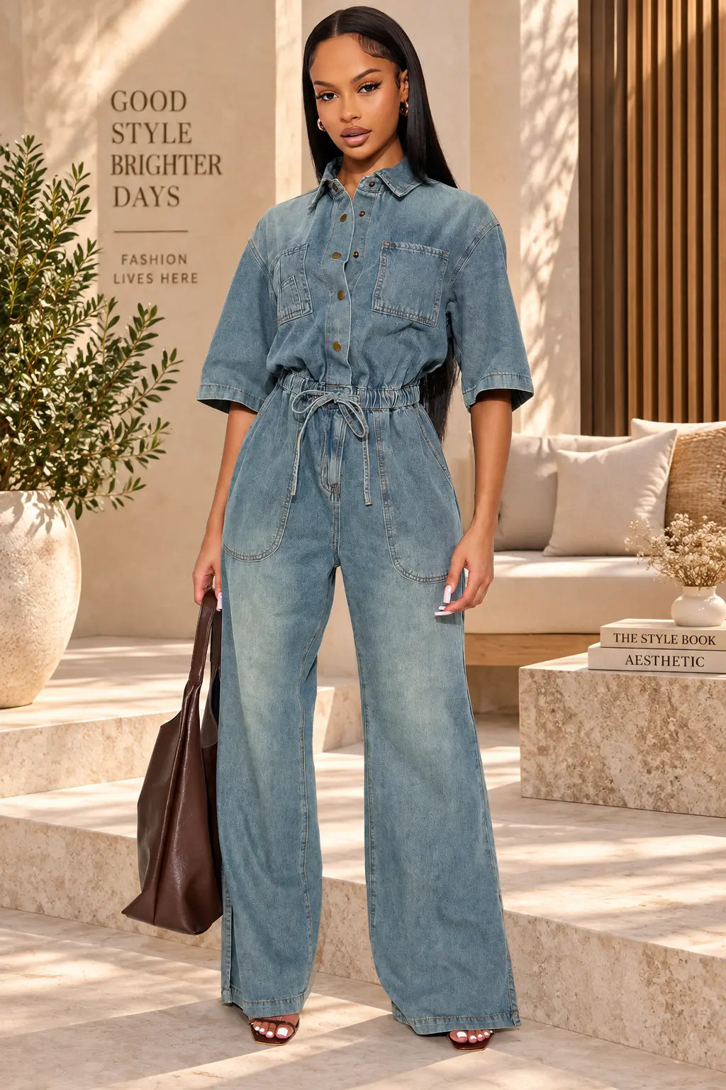 Combinaison denim femme avec poches poitrine SecretBombe