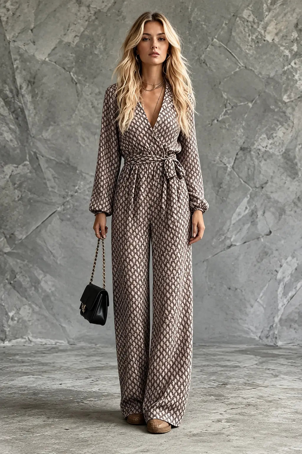 Combinaison femme imprimée avec ceinture nouée à la taille SecretBombe