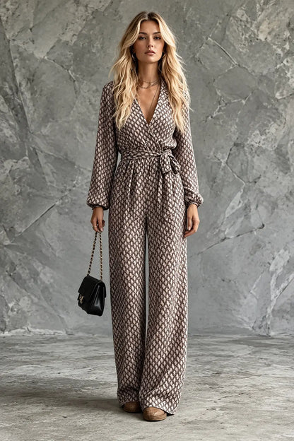 Combinaison femme imprimée avec ceinture nouée à la taille SecretBombe