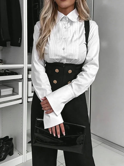 Combinaison femme noire à bretelles et pantalon large SecretBombe