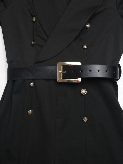 Combinaison femme noire à manches longues et taille ceinturée SecretBombe