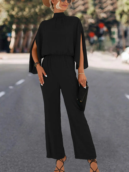 Combinaison pantalon noire femme à manches courtes amples SecretBombe