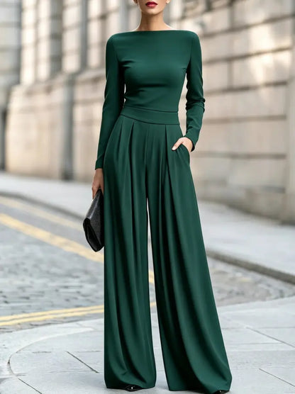 Combinaison femme vert foncé à pantalon long et coupe décontractée SecretBombe