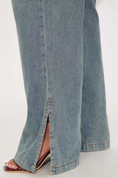 Combinaison en jean femme tendance à jambes larges SecretBombe