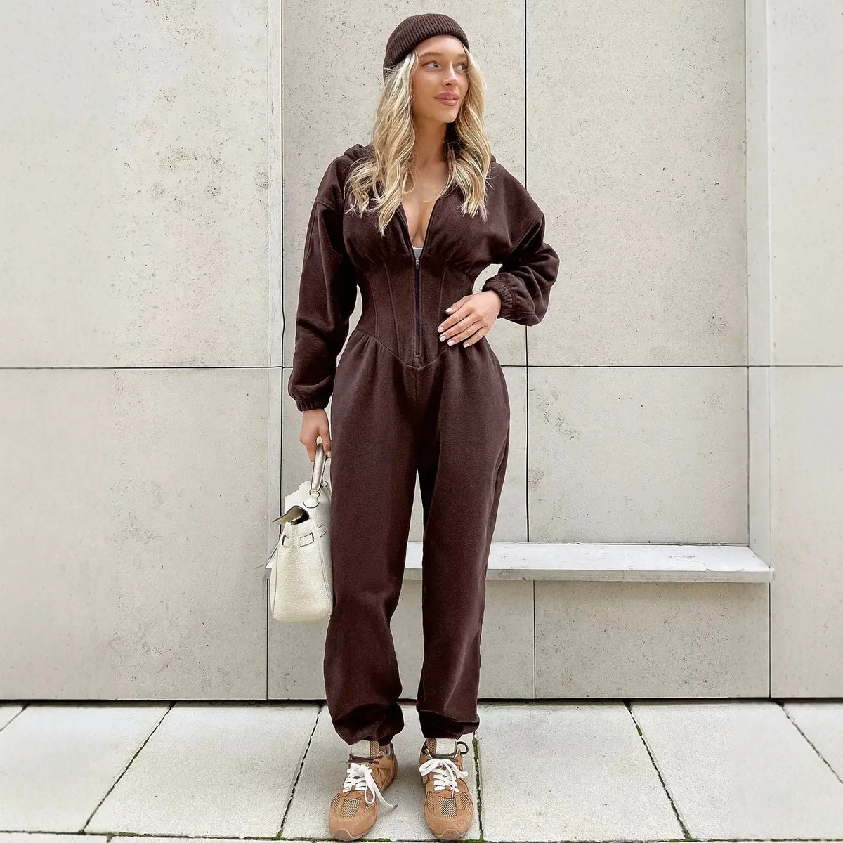 Combinaison marron femme à pantalon long et coupe confortable SecretBombe