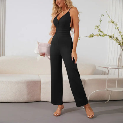 Combinaison de soirée noire décolletée pour un look raffiné – SecretBombe