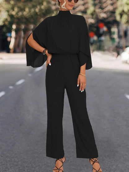 Combinaison pantalon femme noire chic à jambes larges SecretBombe