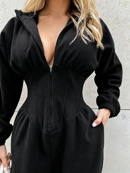 Combinaison noire femme à coupe cintrée et style décontracté SecretBombe