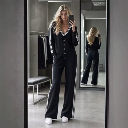 Combinaison noire femme à pantalon large pour un look chic SecretBombe