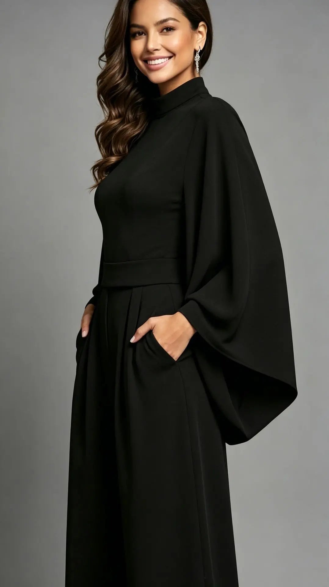 Combinaison pantalon noire femme à manches amples SecretBombe