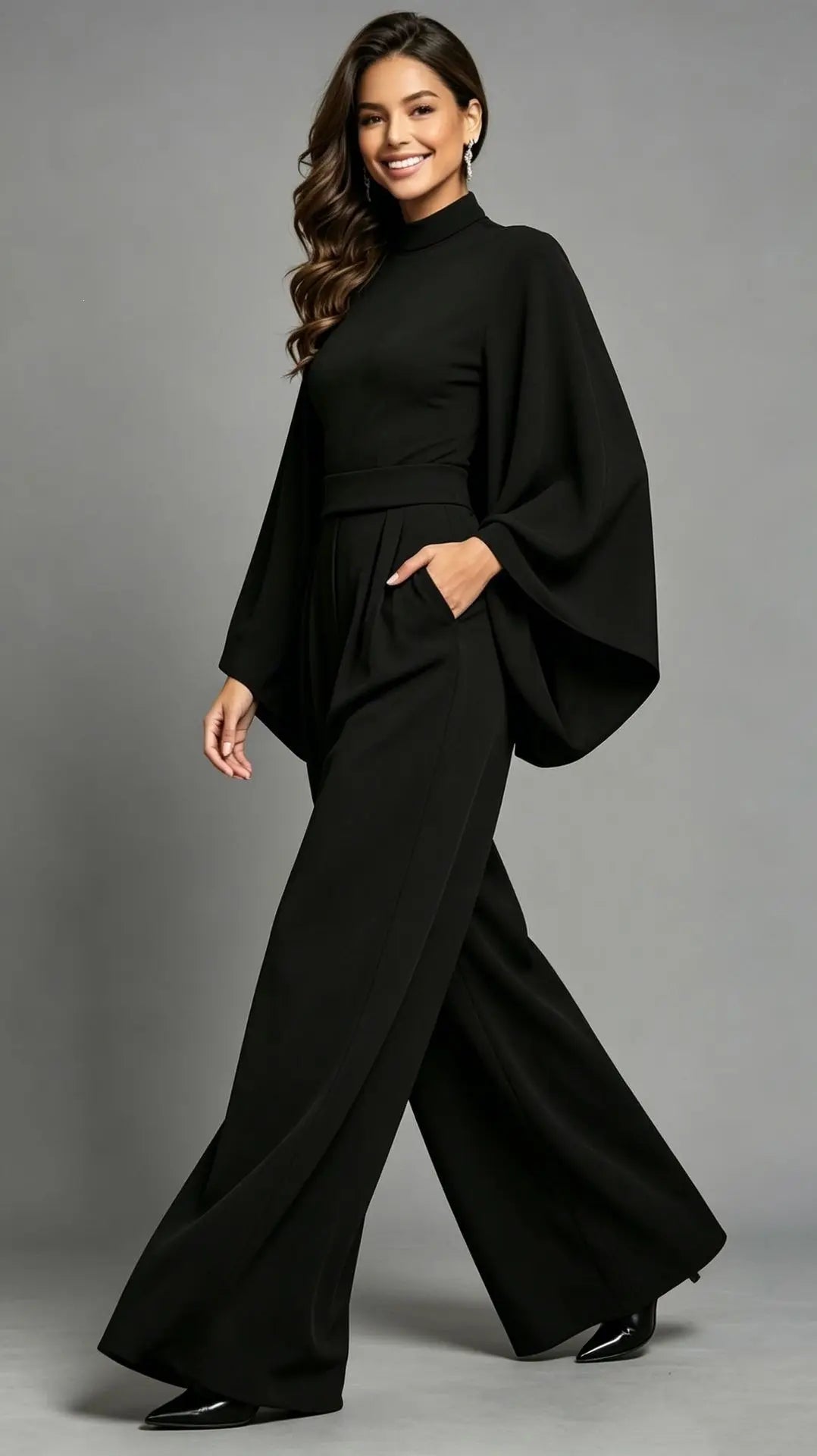 Combinaison noire femme à taille cintrée et pantalon large SecretBombe