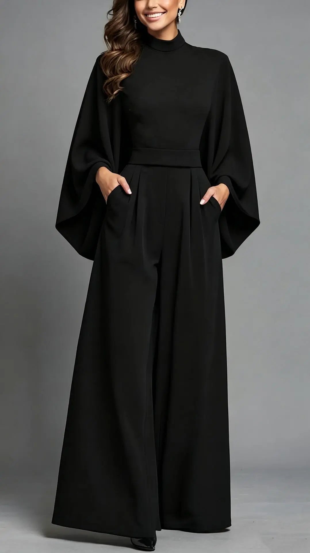 Combinaison pantalon femme noire à coupe ample SecretBombe
