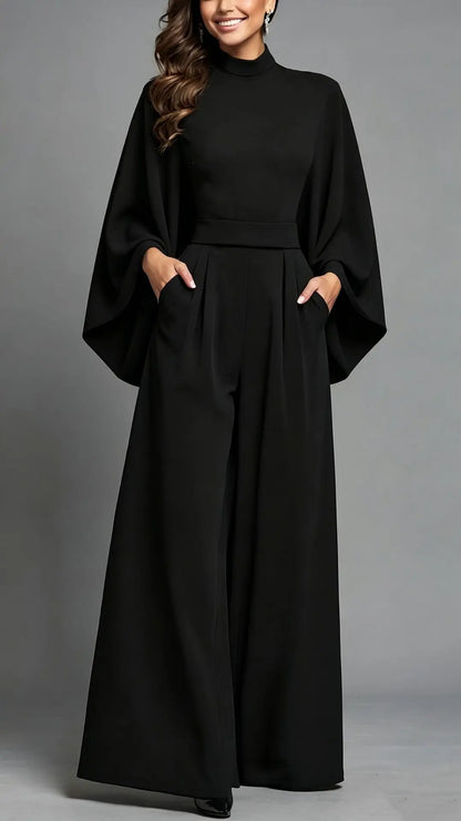 Combinaison pantalon femme noire à coupe ample SecretBombe