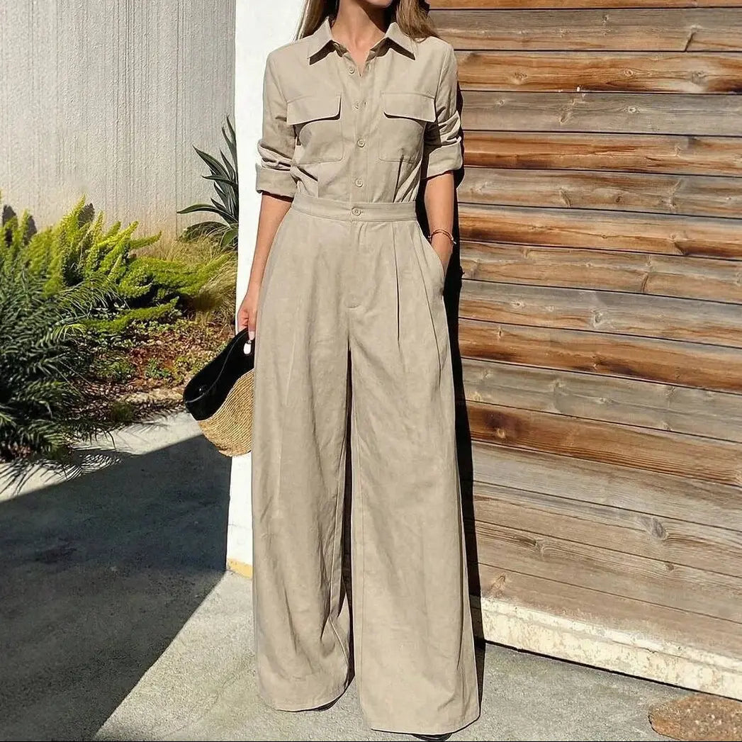 Combinaison pantalon femme beige pour un look chic SecretBombe