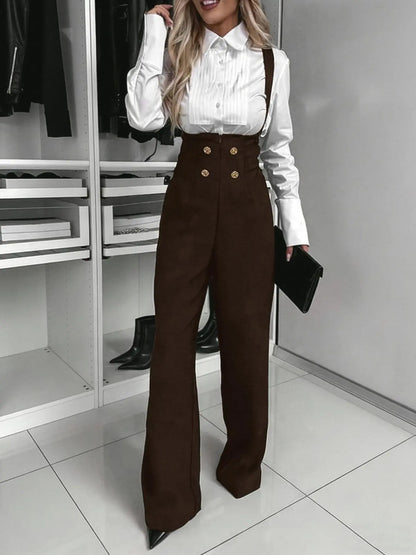 Combinaison pantalon marron femme à coupe large et élégante SecretBombe