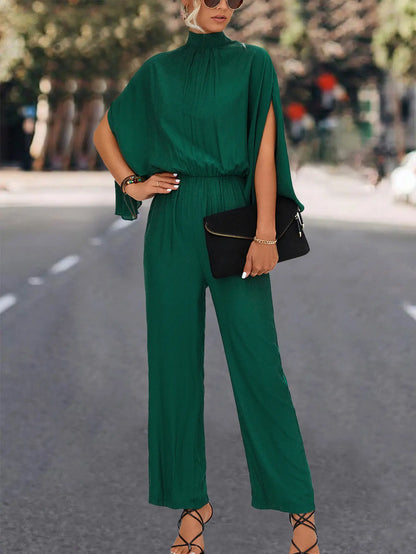 Combinaison femme verte à manches amples et taille cintrée SecretBombe