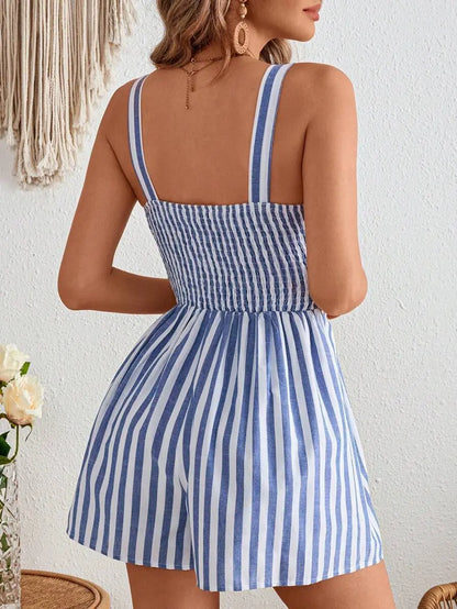 Combishort d’été femme, short léger avec nœud poitrine