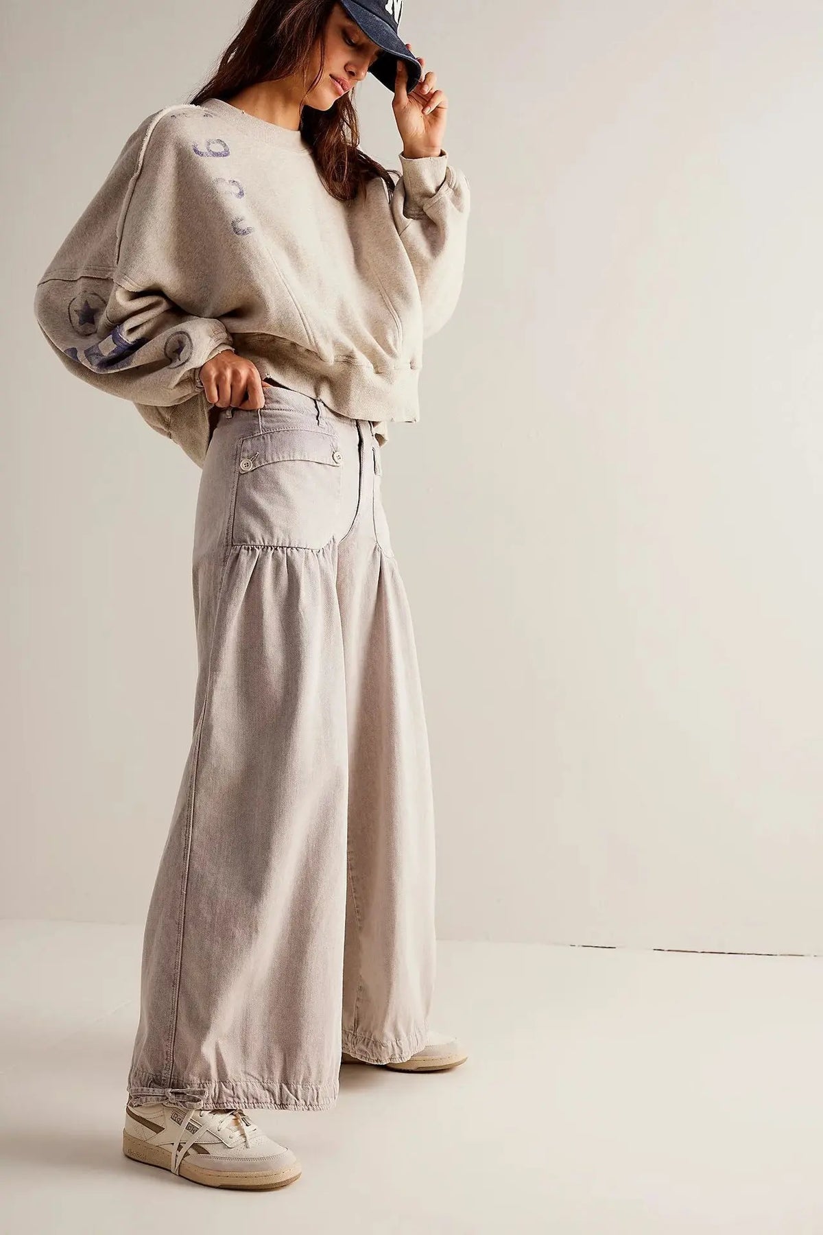 Jean femme beige à coupe large SecretBombe