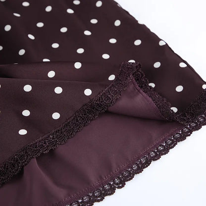 Jupe courte à pois femme SecretBombe disponible en marron, noir et blanc