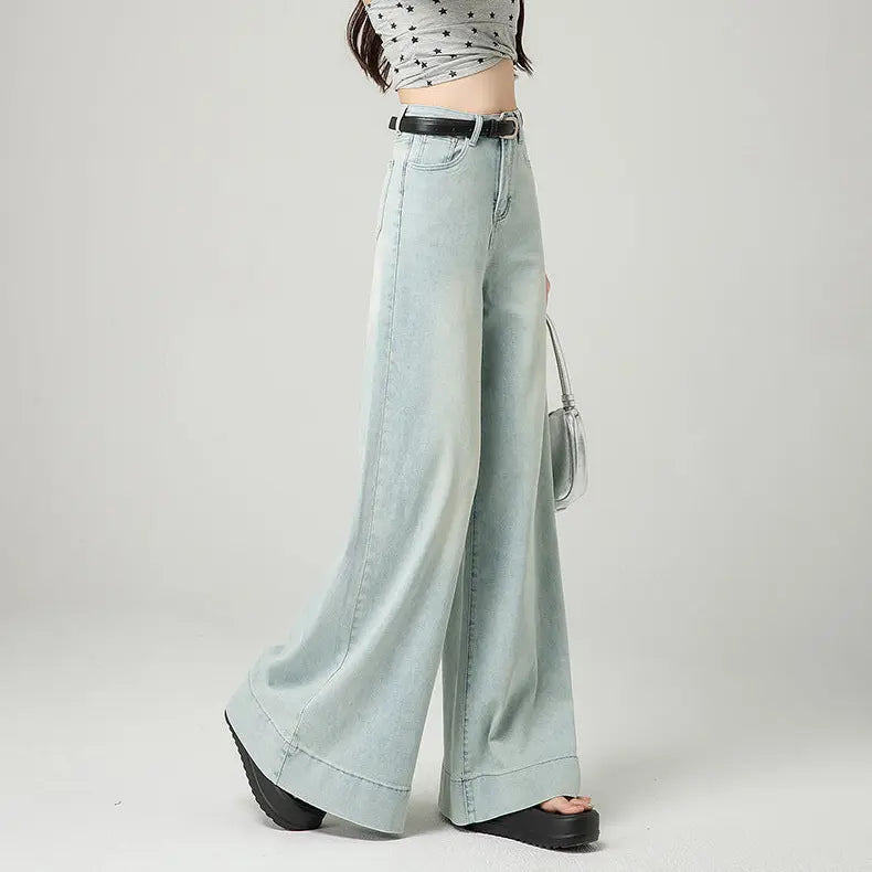 Jean wide leg femme bleu clair à jambes larges SecretBombe