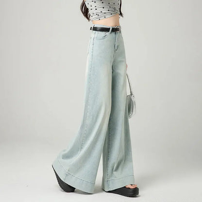 Jean wide leg femme bleu clair à jambes larges SecretBombe
