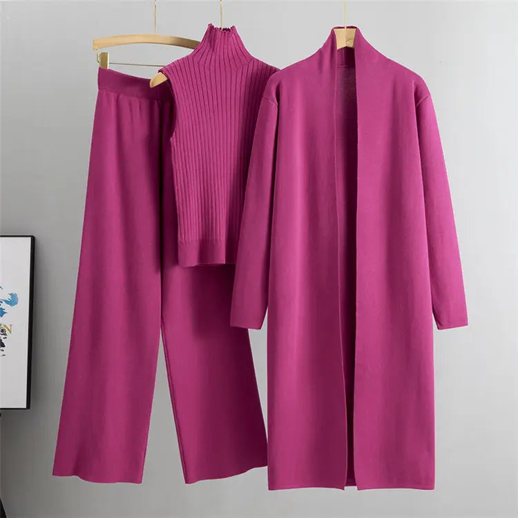 Ensemble femme chic deux pièces taille unique en couleur unie framboise , design minimaliste et élégant