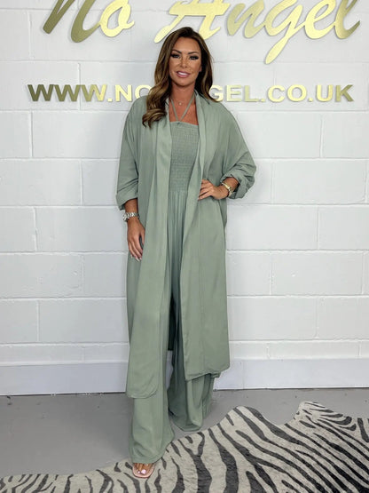 Détail gilet long fluide ensemble femme élégant SecretBombe