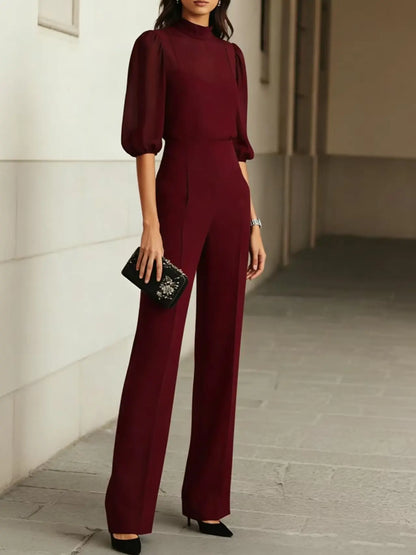 Ensemble femme bordeaux deux pièces avec pantalon large et haut élégant SecretBombe