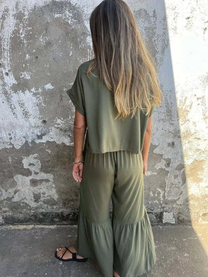 Ensemble kaki femme, style décontracté chic avec poches pratiques