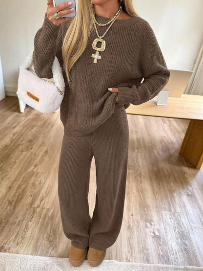 Ensemble femme marron avec haut ample et pantalon large SecretBombe