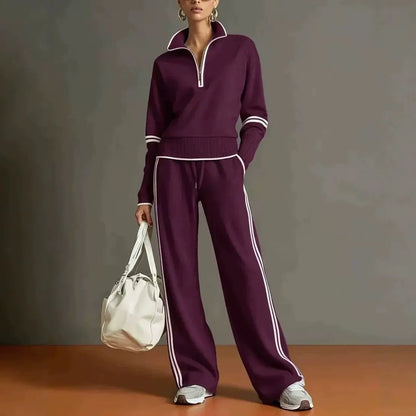 Ensemble femme violet avec sweat zippé et pantalon large SecretBombe