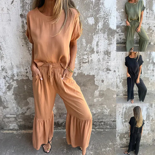 Ensemble décontracté chic femme, fluide et confortable, couleurs tendance